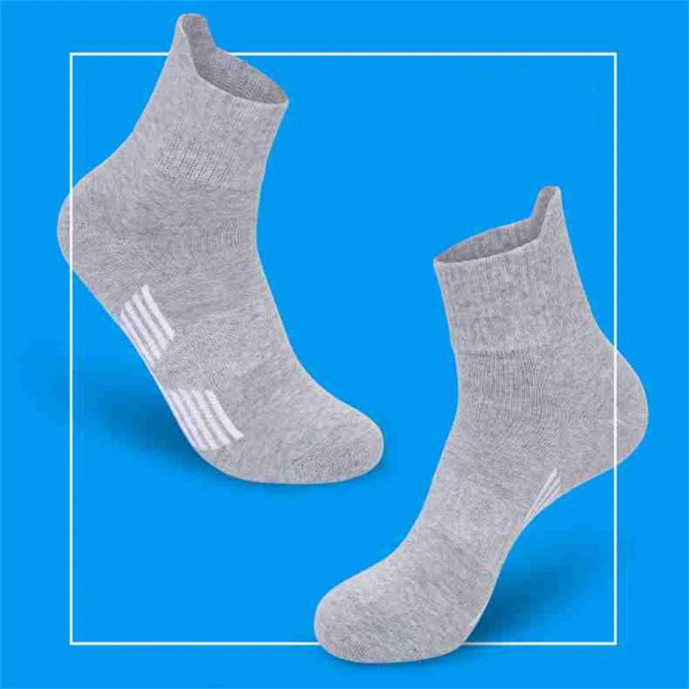 5 Pairs Sports Socks Men Running White 100% Cotton Male Mid Tube Socks Spring Summer Sweat Absorbing Calcetines